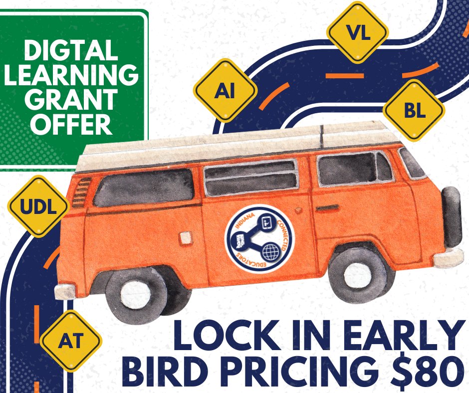 📣Attention Indiana Edtech! If you are applying for the Digital Learning Grant @iceindiana is locking in the Early Bird rate of $80 for you!! Sessions will incorporate all strands mentioned in the grant! From AI to UDL and everything in between we have you covered! Oct 9-10📣