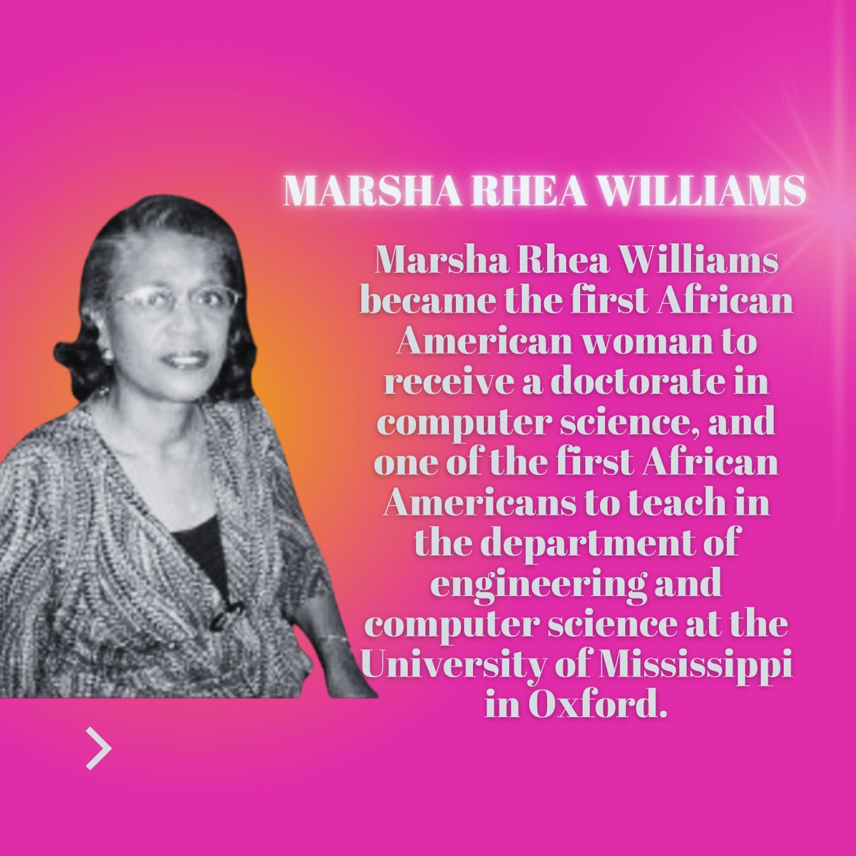 Honoring the trailblazing Marsha Rhea Williams during Women's History Month! She made history as the first African American woman to earn a Ph.D. Her legacy lives on, inspiring generations in technology and education.
#WomensHistoryMonth #MarshaRheaWilliams