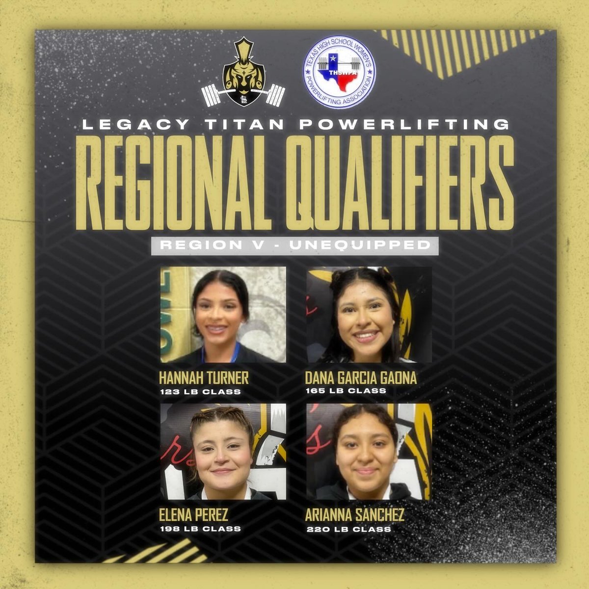 Good Luck to our Powerlifting Regional Qualifiers who are competing today in Edinburg, TX. #TitanStrong