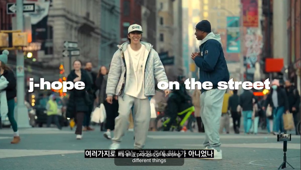 “i think that the important thing is learning. the energy you get by being together. not only in dance but in life too. it’s all a process of learning different things…” ~ JHOPE #HOPE_ON_THE_STREET