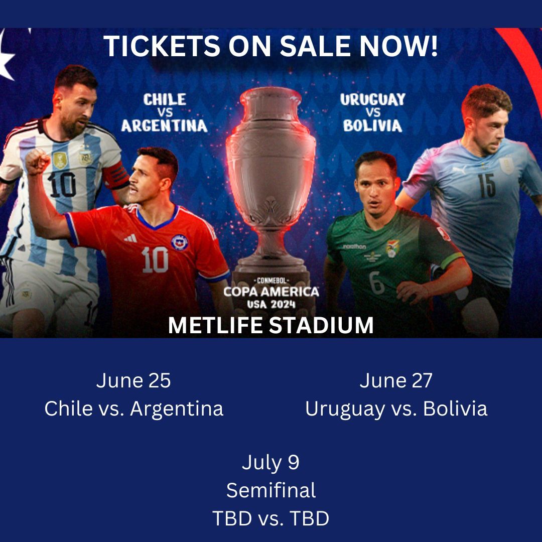 Tickets are on sale now for CONMEBOL Copa America 2024™ at MetLife Stadium this summer! Click here to purchase: bit.ly/3TfhVVi