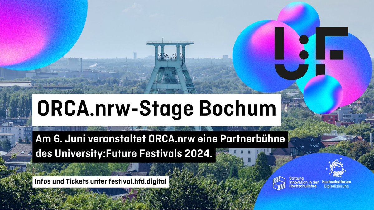 Am 6. Juni veranstaltet @ORCAnrw eine Partnerbühne des #UFFestival 2024 in Bochum. Wir freuen uns auf Ihren Besuch vor Ort oder digital. Weitere Infos zum Programm folgen in den kommenden Wochen. Tickets unter festival.hfd.digital. #DigitalTurn @inno_lehre