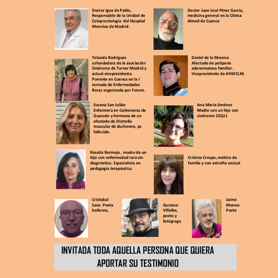 Principia_io's tweet image. Jornada de testimonios de afectados y familiares:
«Cada historia cuenta».
Mañana, 29 de febrero, a las 10h. #Cuenca 
Organiza APAFCLM 
#29F #RareDiseaseDay #DiaMundialEnfermedadesRaras #EnfermedadesRaras