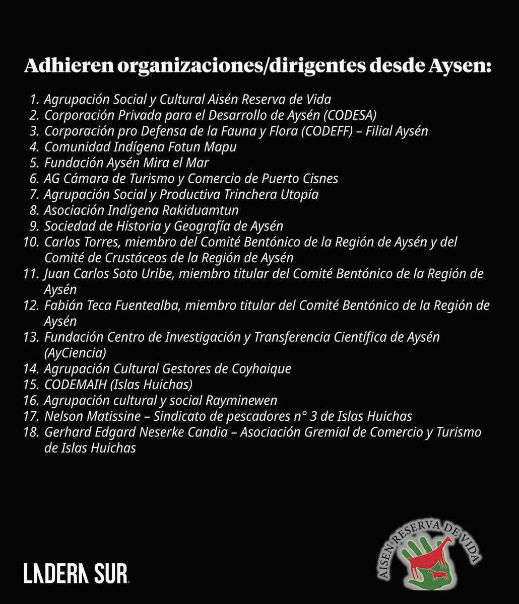 DefendamsChiloe's tweet photo. Más de 60 organizaciones piden al GOBIERNO DE CHILE Y GOBIERNO REGIONAL DE AYSEN la APROBACIÓN DE ECMPO CISNES Y ECMPO ISLAS HUICHAS 

👏🏼👏🏼👏🏼👏🏼

♥️♥️♥️♥️

Mañana es la votación en Aysen , esperamos que el GOBIERNO DE CHILE no siga cayendo ante las falsedades que circulan en medios salmoneros.

@GabrielBoric @Presidencia_cl @DPRAysen @goreaysen_ @rodalearaya @AndreaGoreAysen @julio_salas @codesaaysen