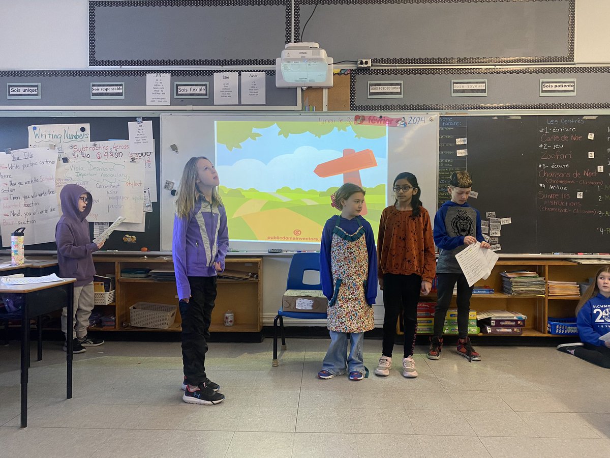 Students is MF4A presented their plays en francais to parents this week and they even did a private show for Ms. Ladouceur! They were so well done and so FUNNY! Our students are the best!