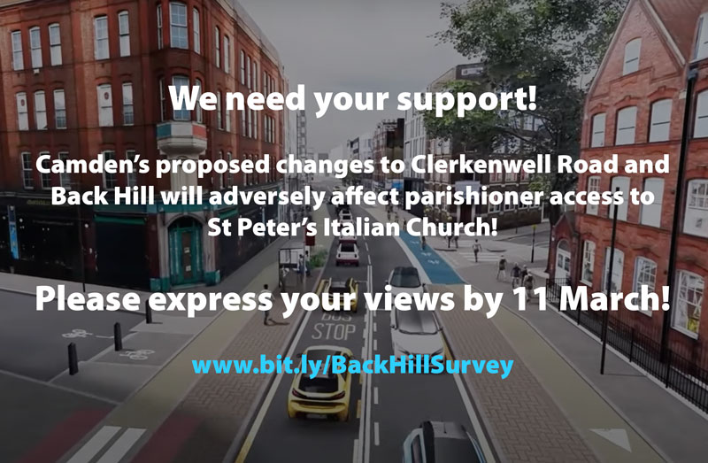 Camden's proposed changes to Clerkenwell Road and Back Hill will affect access to our Church and Club! Please follow the link and read up – then complete the survey to make your views known – before March 11 deadline! emarketing.netro42.com/t/r-CCAD342513…