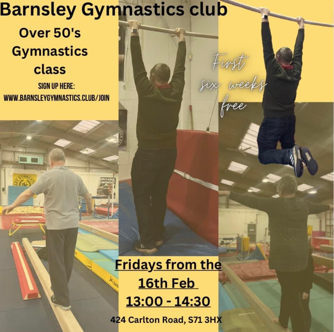 Great new activity available for over 50s in Barnsley.

@Barnsley_Gym are running a gymnastics club every Friday.

First 6 weeks are FREE! 

@sharonsweeting1 @AgeUK_Barnsley @gilly901_gill @ewhite_emma @AhpsBarnsley

#BOPPAA
#WhatsYourMove
#ReconditionTheNation