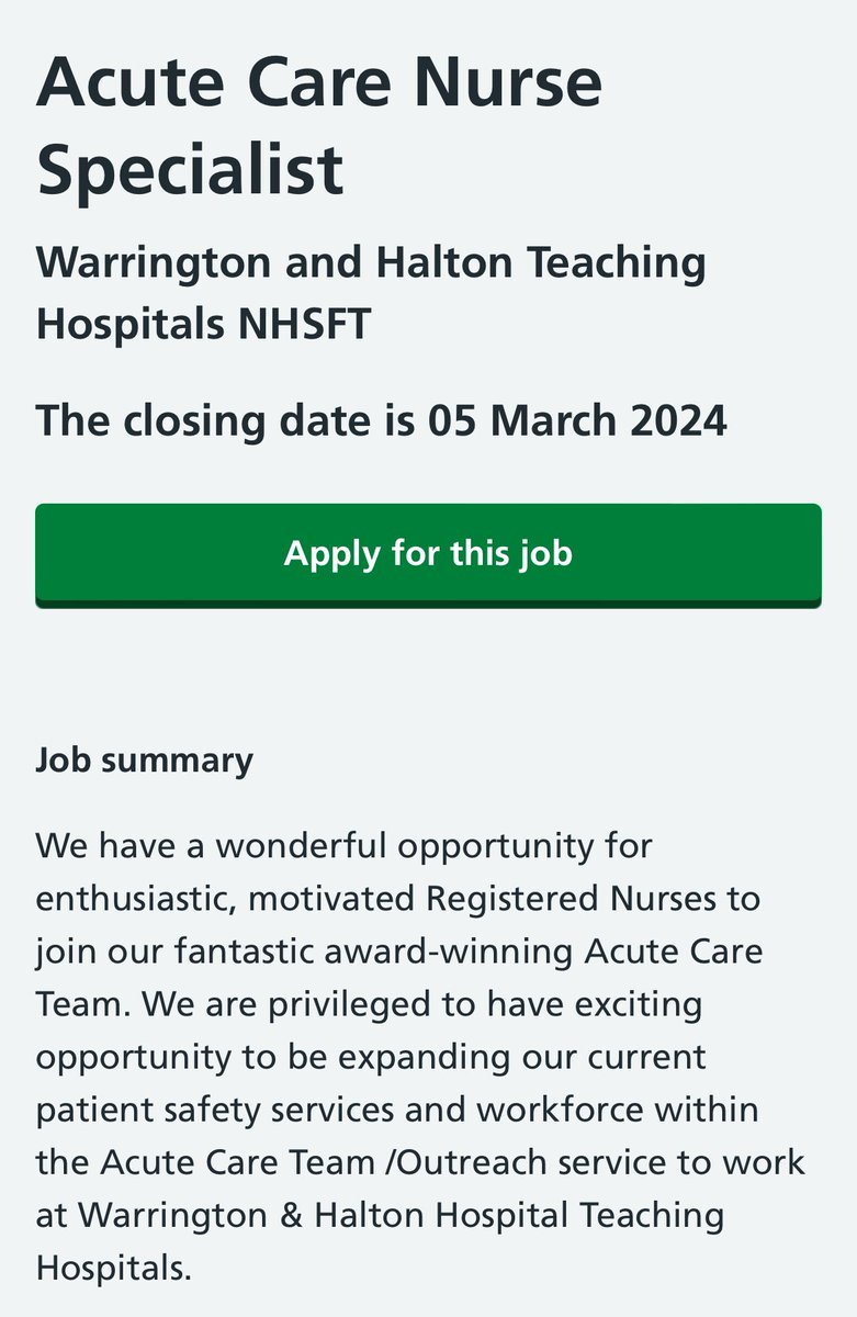 Another amazing opportunity to join our fabulous acute care team at WHH …. #patientsafety #acutecareteams #sepsis #AKI #greatteamwork @rn_ellis @Kimberley_S_J @WHH_ACT @