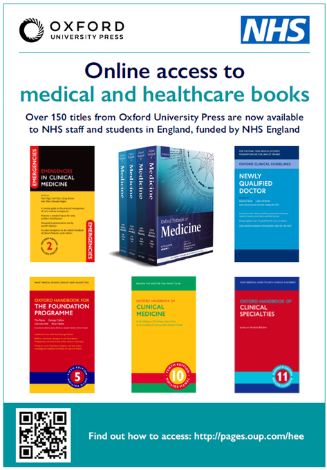Over 150 titles from Oxford University Press are available🆓to NHS staff and students in England, courtesy of NHS England with your #NHSAthensAccount pages.oup.com/hee