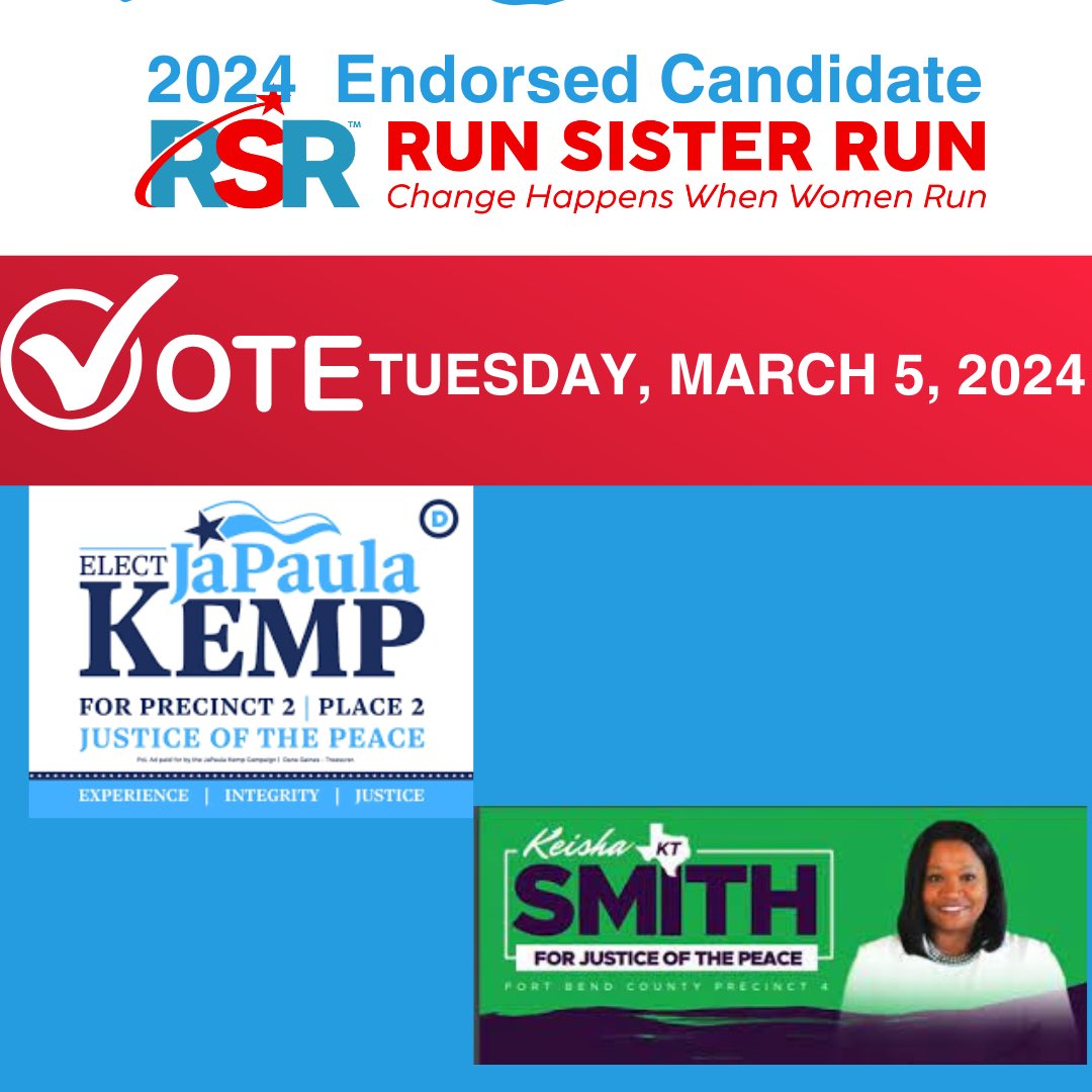 Ft. Bend County. Let your voices be heard. Vote @Kemp4judge and Keisha Smith.