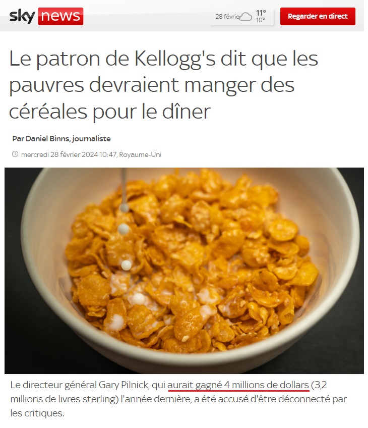 benoitm_mtl's tweet image. Celui qui a gagné 4 millions de dollars l&apos;an dernier suggère aux pauvres de manger des céréales pour diner. tinyurl.com/v4e34nhd

#déconnecté #bonAppétit