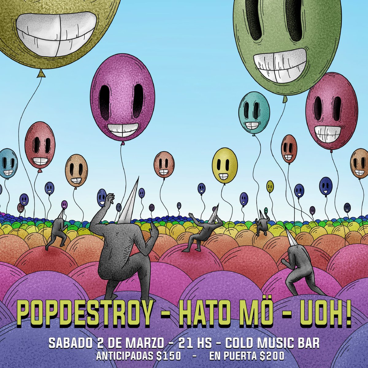 PopdestroyE's tweet image. Este sábado 2 de marzo en Cold, tocamos junto Uoh! &amp;amp; Hato mö. A las 21 hs. Soriano 1263