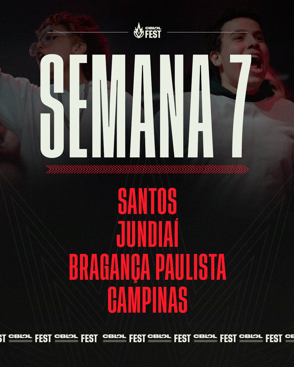 CBLOL's tweet photo. O CBLOL Fest estará em Santos, Jundiaí, Bragança Paulista e Campinas nesta Semana 7 👀

Venha vivenciar a energia DIFF da nossa comunidade

Mais informações e como se tornar um parceiro: ➡️ https://t.co/VdVIWtPGps https://t.co/HYlIEkvnJ7