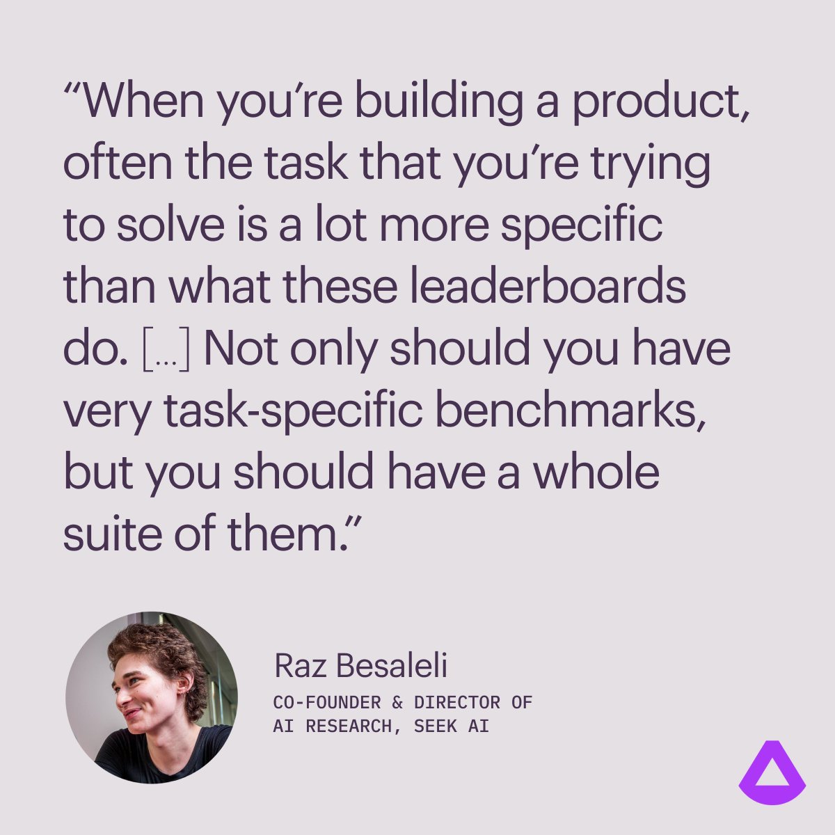 At one of our recent Ground Truth events, @ai_seek's @RazBesaleli touched on how the “leaderboardization” of evaluations is often insufficient. Read more about some of the potential dangers and downsides of #LLM leaderboards in our recent blog post: bit.ly/49F1JSK