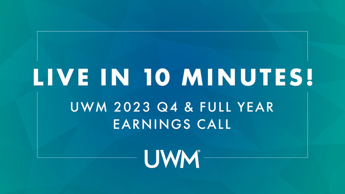 Our earnings call starts in 10 minutes. Head here to register —> events.q4inc.com/attendee/18071… and follow along as we share updates in real time. $UWMC