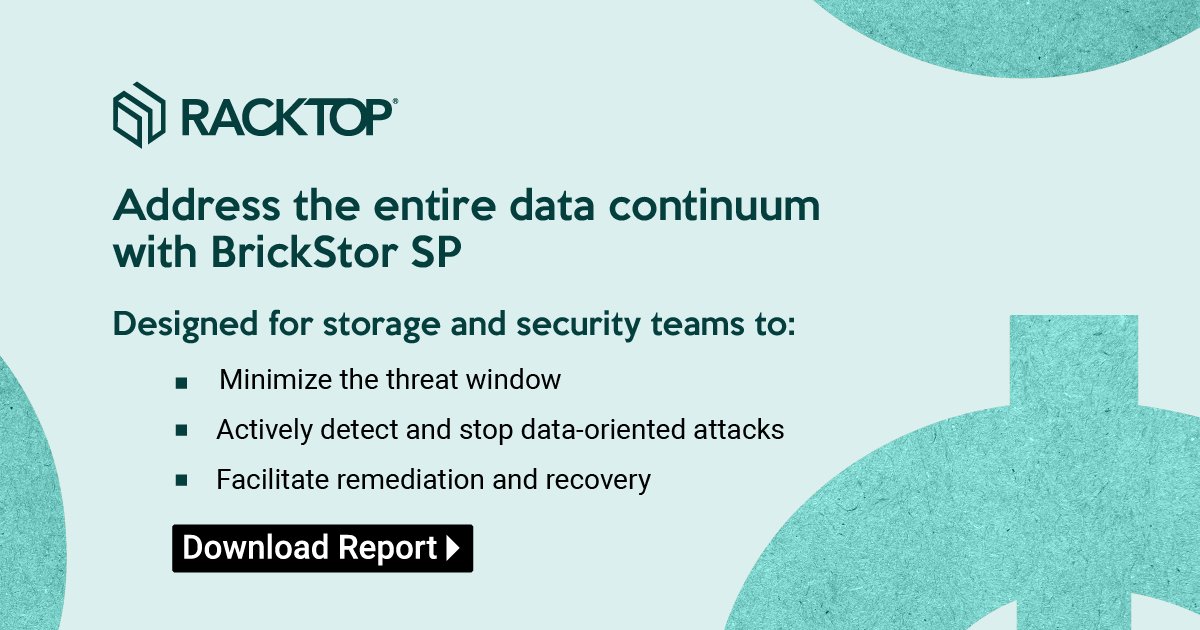 An investment in RackTop's cyberstorage gets you more than just active data security. Explore the top 3 benefits for storage and security teams in the latest report from @esg_global, hubs.li/Q02mxsZl0 #cybersecurestorage #cybersecurity #datasecurity