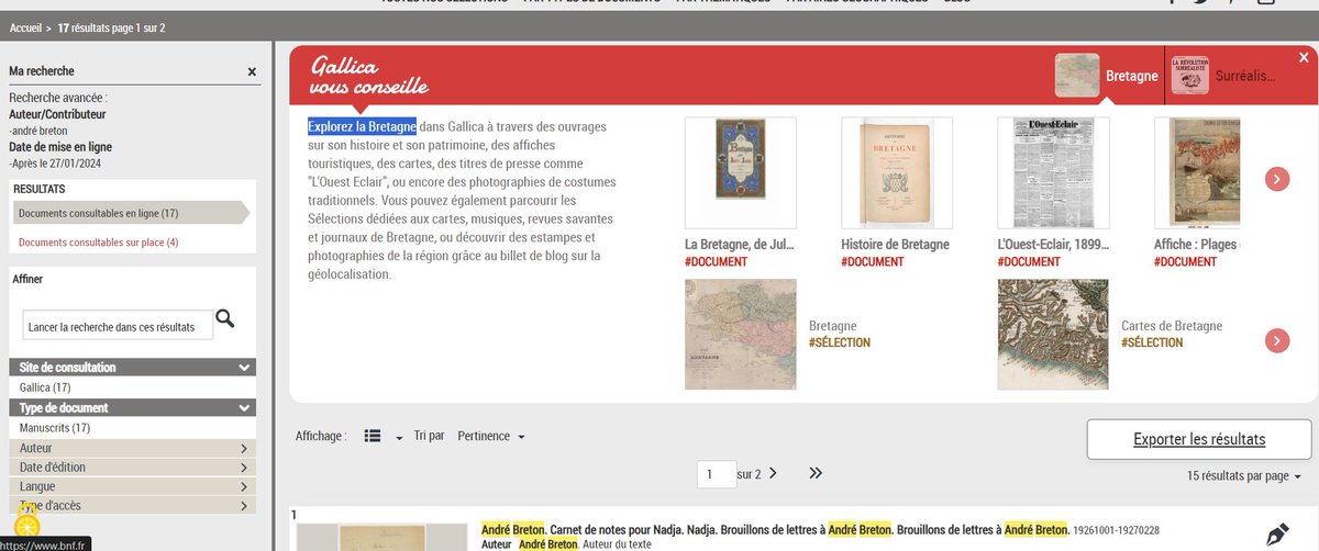 chutjetweet's tweet image. Amusant, le bandeau &quot;Gallica vous conseille&quot; ... d&apos;aller explorer la Bretagne 😄 #semweb