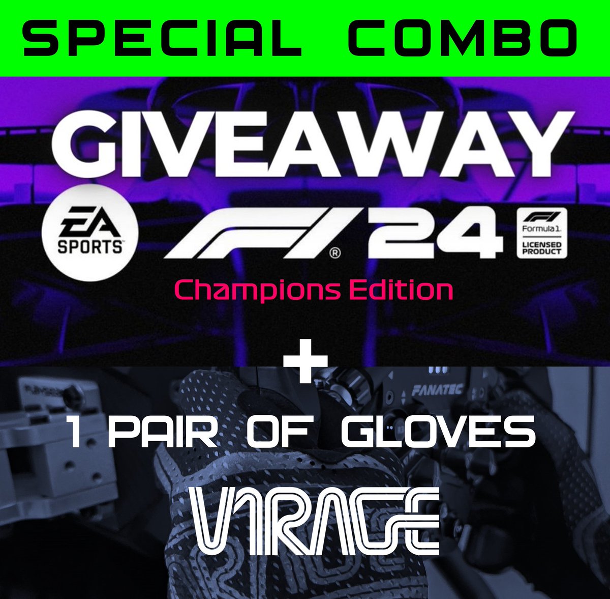 🚨 GIVEAWAY COMBO F1 24 + PB1 GLOVES🚨 Please follow carefully the 3 steps to enter👇: 1⃣ 💜This post 2⃣ Follow us 2⃣ Repost tagging 2 friends (who are real😏) The winner will be announced the 31st March. You can be on any platform 🟢 #personalbest #simracinggloves