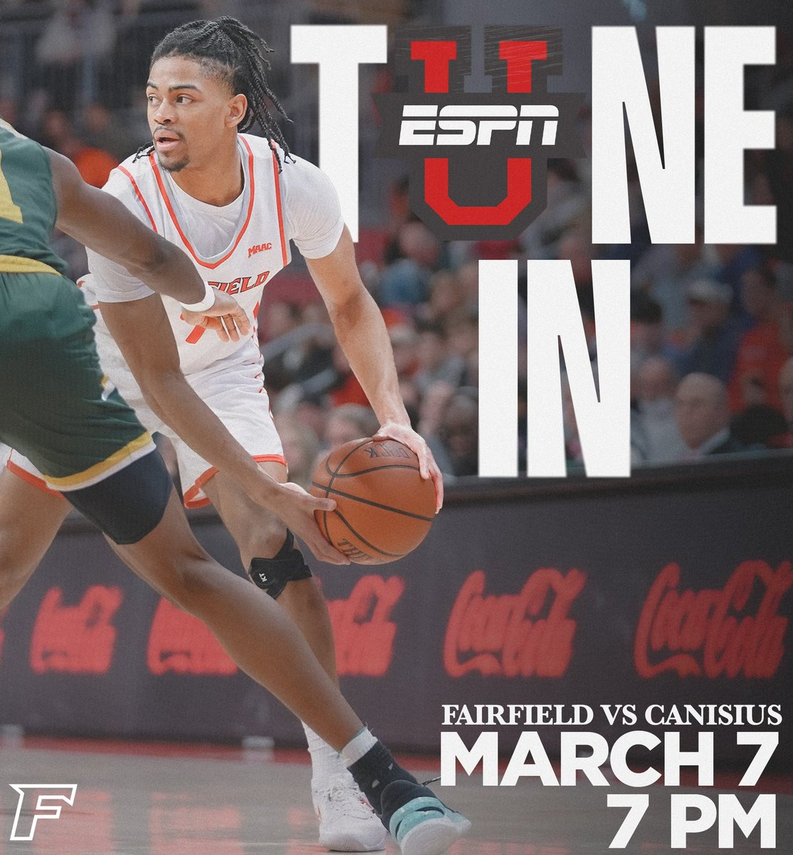 The first national TV game at <a href="/MahoneyArena/">Leo D. Mahoney Arena</a> is set for Thursday, March 7!

🎟️ fairfieldstags.com/tix

#WeAreStags 🤘🏀