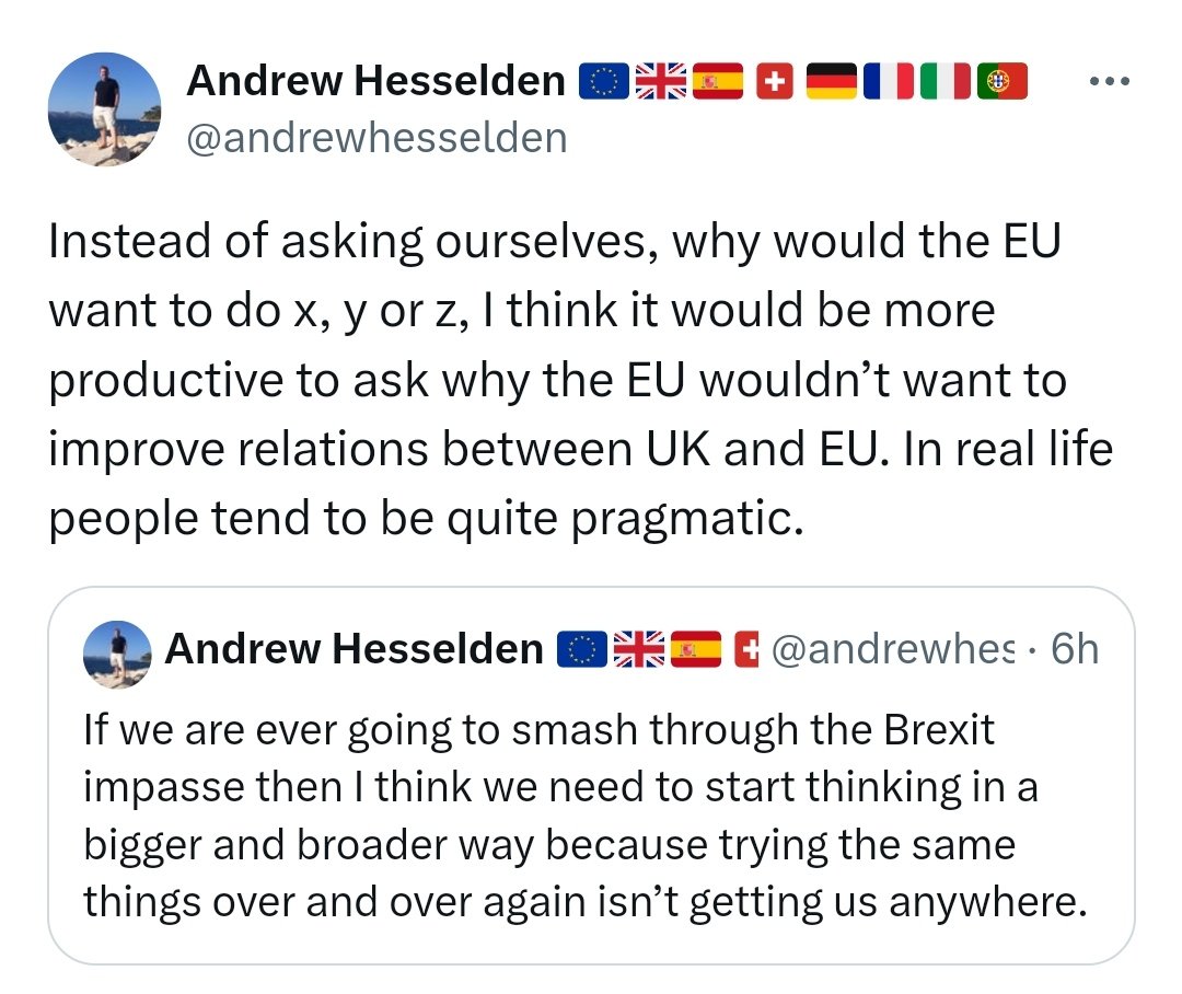 This is wrong. It is also unhelpful and misleading. This needs a full explanation in a thread,as it misunderstands how Europe works. The framing leads to the same Brexiter conclusion that Europe is withholding or blocking change, punishing Britons. It's not. A 🧵