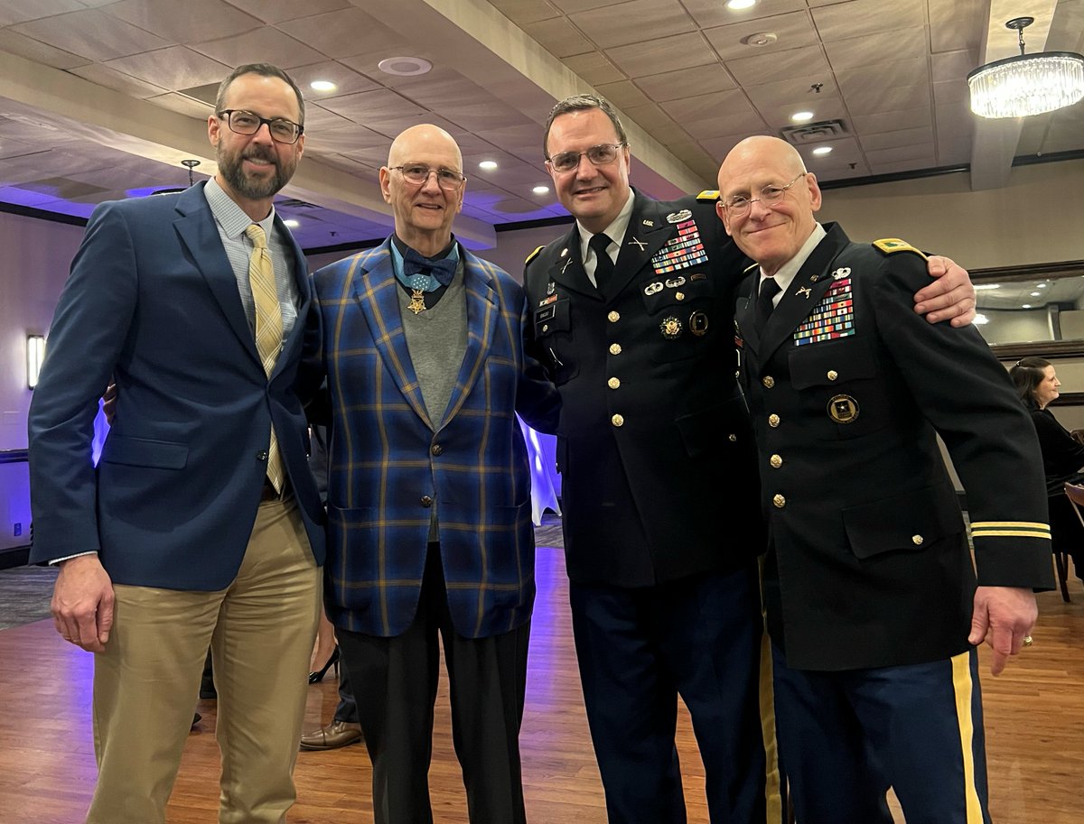 Our #Rosecrance team was proud to attend An Honorable Night Out presented by the Allen J. Lynch #Veterans Foundation. Pictured are Rosecrance team members Dr. Greg Tierney, Col. (Ret.) Dan Baggio, and Col. Dave Draeger with Medal of Honor recipient Allen J. Lynch.