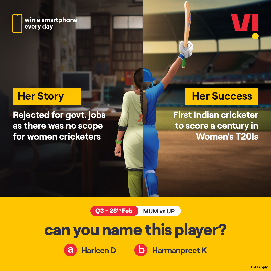 Struggles that lead to success, beautifully shapes their astonishing story. Recognise their names with #ViBoundaryBreakers and you could win a smartphone every day. . . #PlayAndWin #Smartphone #Challenge #ParticipateNow #Cricket #MUMvsUP