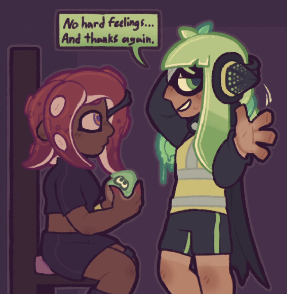 if only she knew what you were saying
Honey (Agent 8, she/her)
Deca (Agent 3, any)
#splatoon #splatoon2 #octoexpansion #splatoonart #agent8 #agent3 #agent24