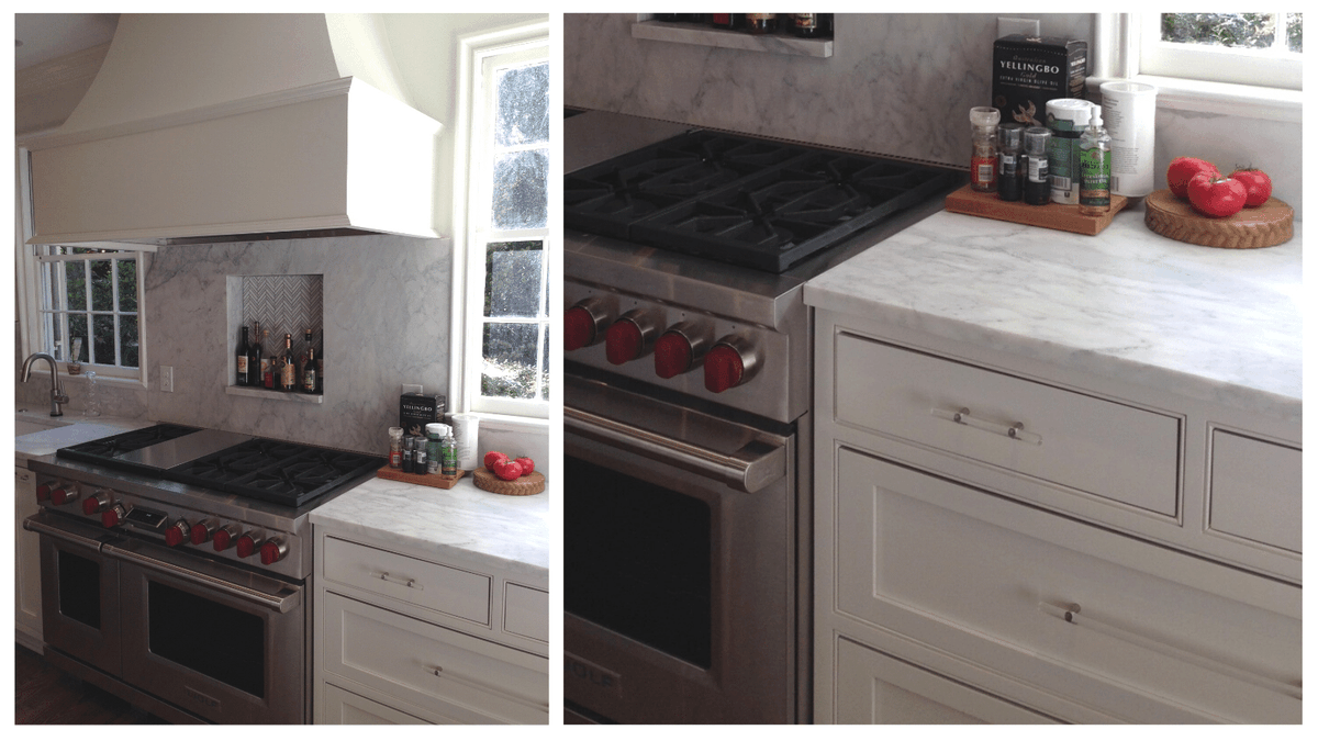 KettlerDesign's tweet image. Marvelous marble! It’s not just for countertops or floors. It makes beautiful backsplashes and wall coverings. Featuring Calacatta Gold marble counter tops ☙ Touchstone Fine Cabinetry ☙ @walkerzanger tile
#loveyourkitchen #karenkettlerdesign