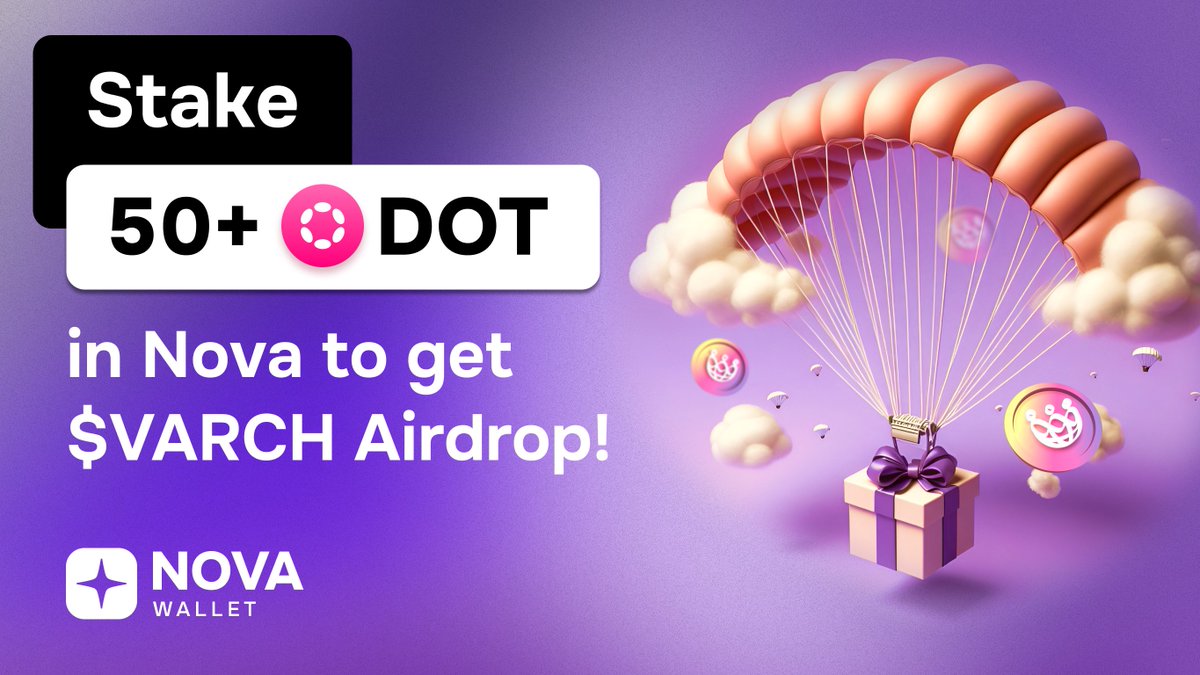 It's Polkadot Airdrop Season! 🎁

The <a href="/InvArchNetwork/">InvArch</a> team has announced an airdrop of 20,000,000 $VARCH! 🤩

Stake 50+ DOT with Nova Wallet to become eligible for the airdrop! 🥞

Download Nova Wallet! 🚀
novawallet.io
