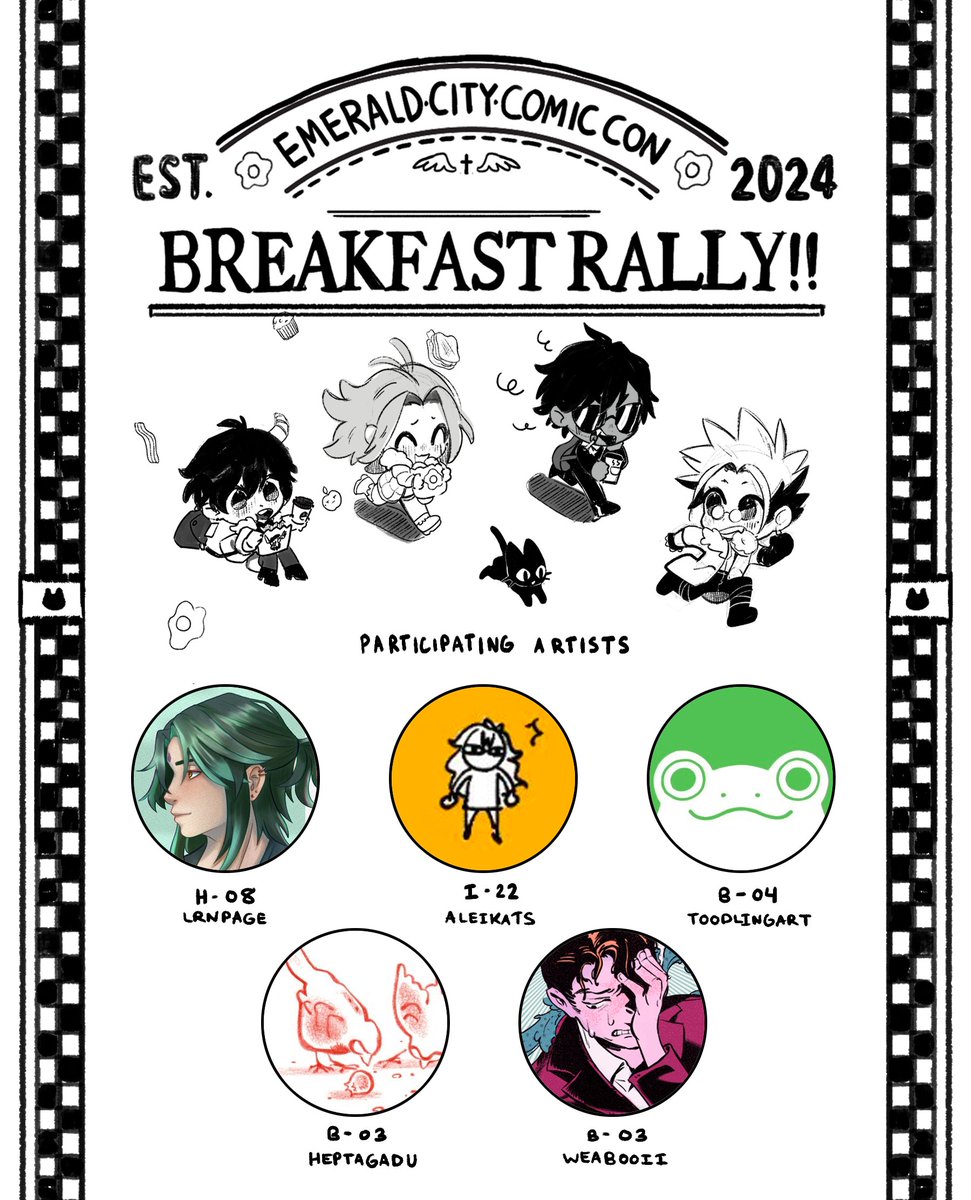 🥞ECCC'S #Trigun Breakfast Rally!!🥓

🍳Limited riso printed zines will be given to the first 15 participants!! 

So stop by our booths and say hi!! 