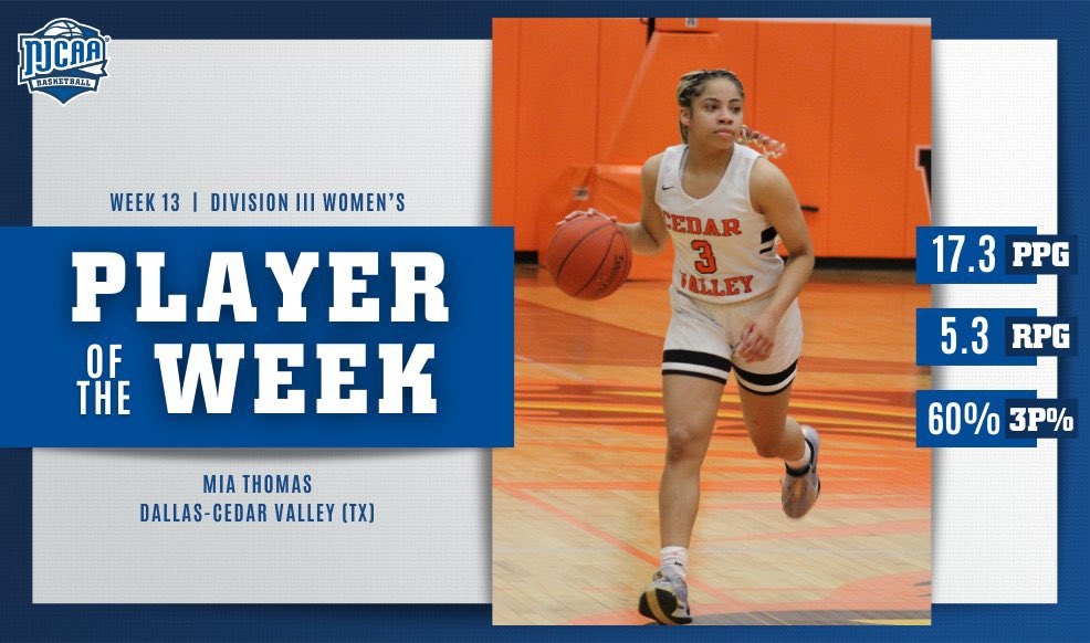 Congratulations to Mia Thomas on being awarded the National Player of the Week! This is a historic moment for our program.