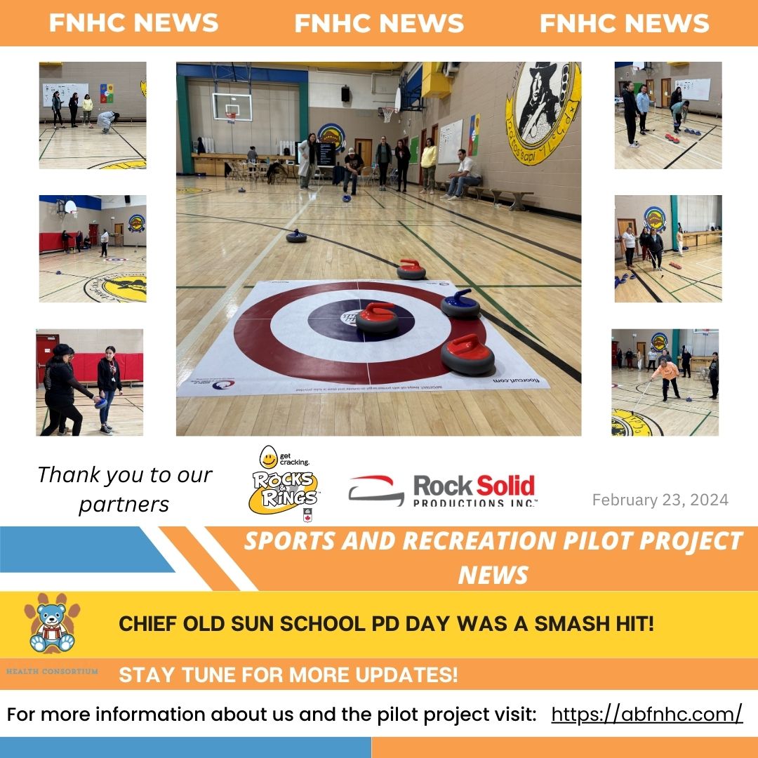 Our Sports and Recreation Pilot Project Coordinator received pictures from Fred Helfmann, Physical Education Teacher, Chief Old Sun School on Siksika Nation. Curling was a smash hit! For more information about our pilot project check out our website abfnhc.com/sports-and-rec…