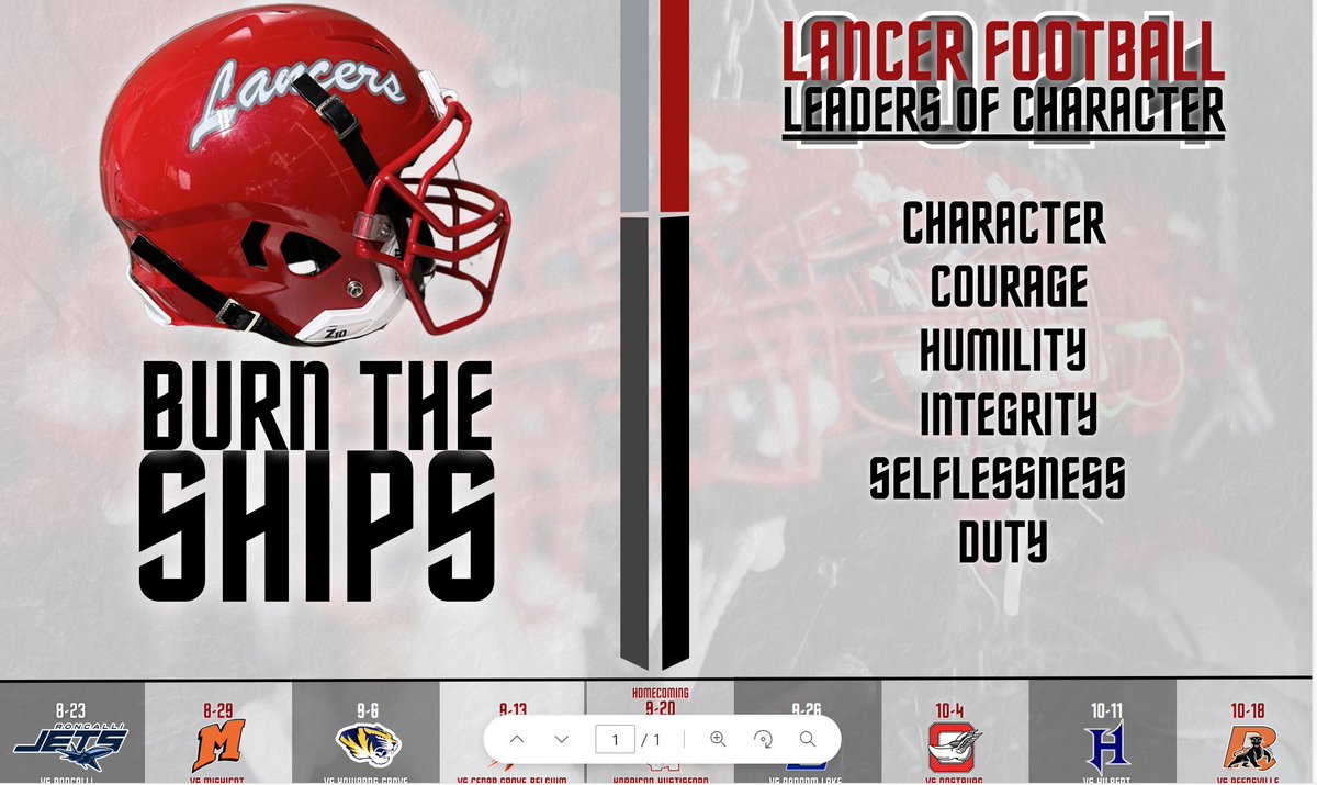 2024 Lancer Football Schedule #BurntheShips#FAMILY#LeadersofCharacter