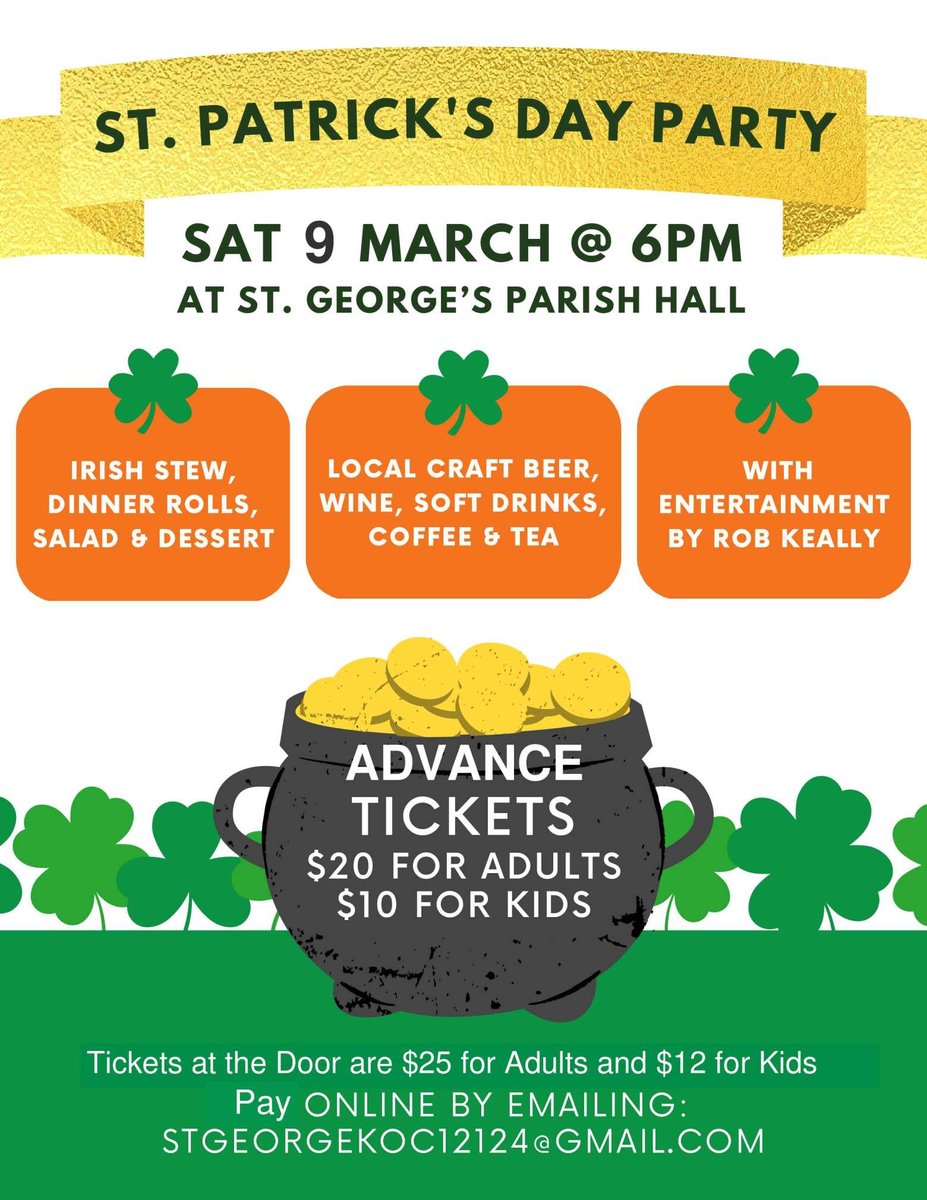 #StPatricksDay Dinner party at StG on March 9th