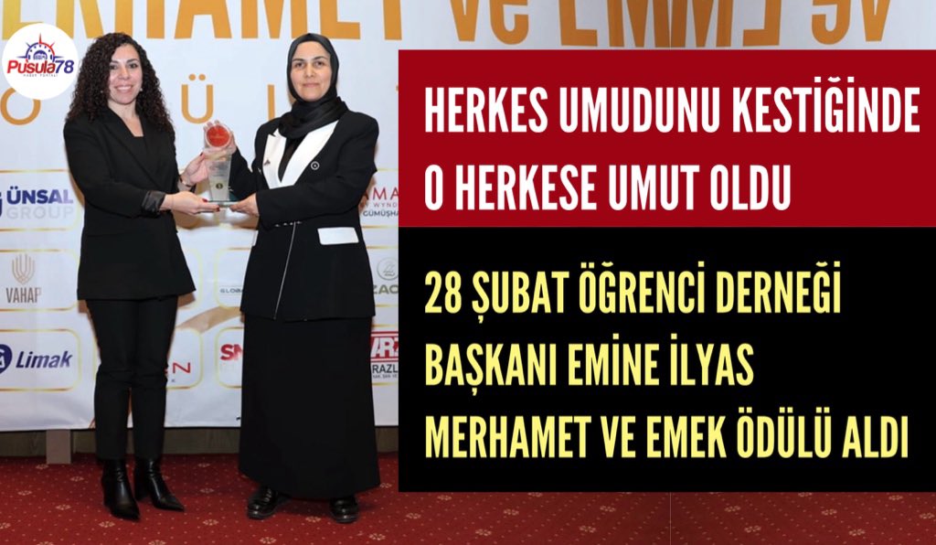 Herkes vazgeçti, o vazgeçmedi. Herkes yıldı, o yılmadı. Herkes yoruldu, o belki herkesten daha fazla yoruldu ama bir an bile dönmedi haklı davasından. Bir yol açtı ve birçok kız kardeşinin umudu oldu. 

<a href="/emineilyas1/">Emine İLYAS</a> 
<a href="/28Subat_OgDer/">28 Şubat Öğrenci Derneği</a> 

pusula78.com/herkes-umudunu…