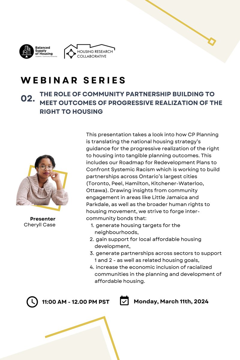 BSHNode's tweet image. Join us on March 8th at 11am PST for our second #researchinprogress #webinar! We're so excited to have @CheryllCase present on @CPPlanning_'s Roadmap for Redevelopment Plans to Confront Systemic #Racism. 

Register here: ubc.zoom.us/webinar/regist….