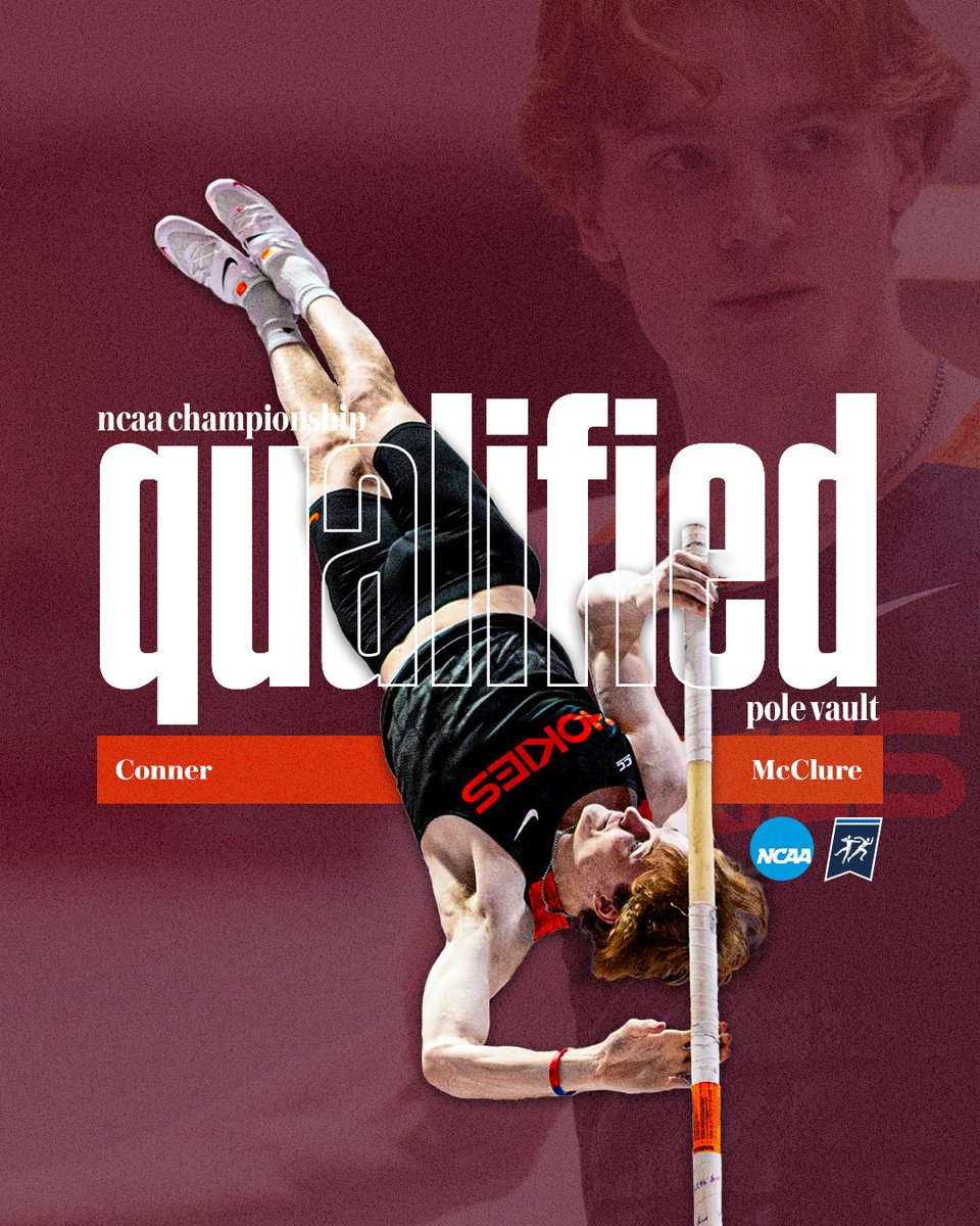 HokiesTFXC's tweet photo. See you in Boston 😤 

𝗙𝗼𝗿 𝘁𝗵𝗲 𝗺𝗲𝗻:
Conner McClure is set to compete in pole vault. 
Sean Murphy will take on the heptathlon! 

#Hokies 👟 https://t.co/Lua4q8HrCC