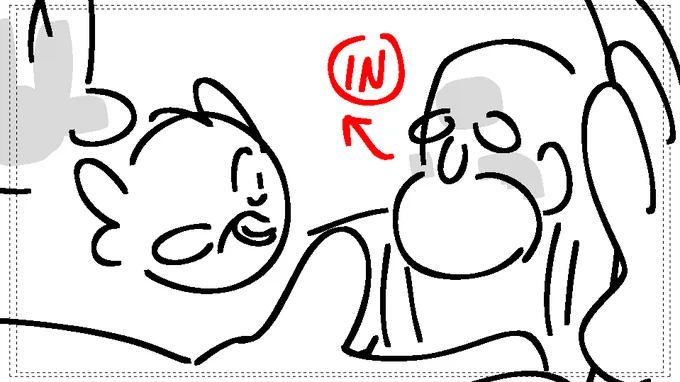 A vast majority of my boards remained thumbnails so I don't have a whole lot of pretty drawings but I think it's interesting to see my rough ideas carried and polished to the final frame...

The hand on the record player I just like bc I love detail shots and specificity 🤓 