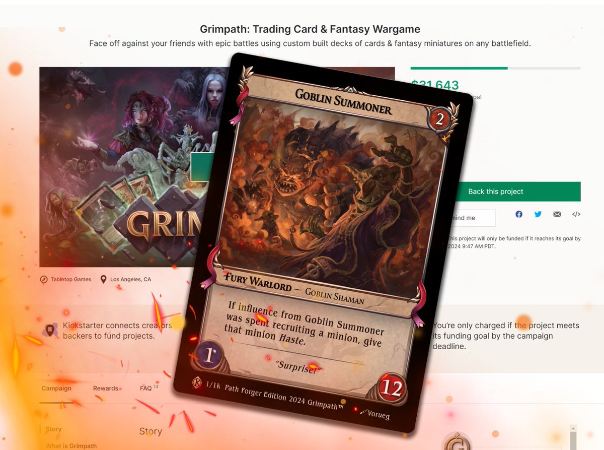 GrimpathTCG's tweet image. First 48-Hour Promo Frenzy! Back #GrimpathTCG at the Adventure's Pack level+ in the first 48 hours &amp;amp; snag an EXCLUSIVE Warlord promo card! A massive THANK YOU from us to you for helping us get this far! Just under 24hrs left to unlock this promo &amp;amp; help us rocketride past funding…