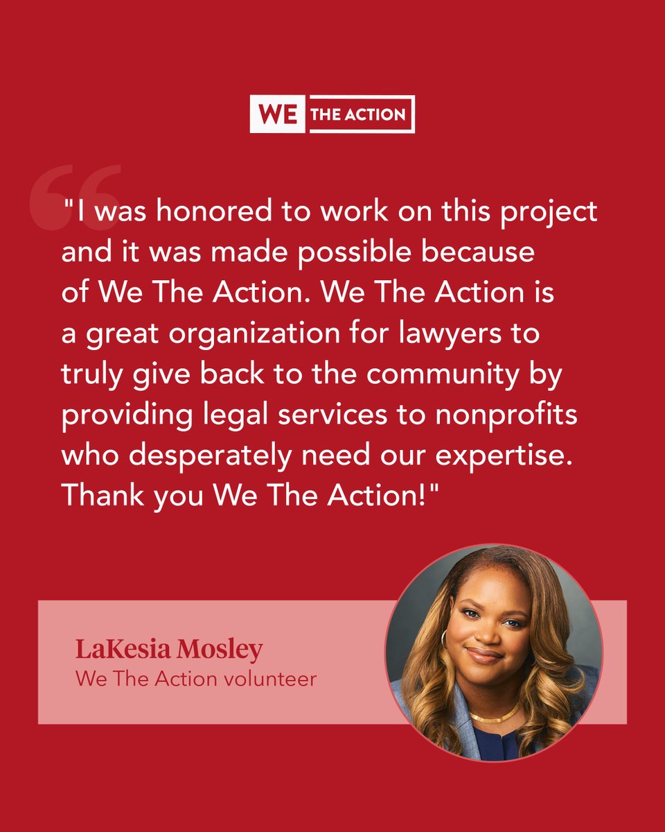 We extend our heartfelt appreciation to our remarkable We The Action volunteers like, LaKesia, who wholeheartedly dedicate their legal expertise to uplift their community. Explore the diverse projects available: wetheaction.org/projects