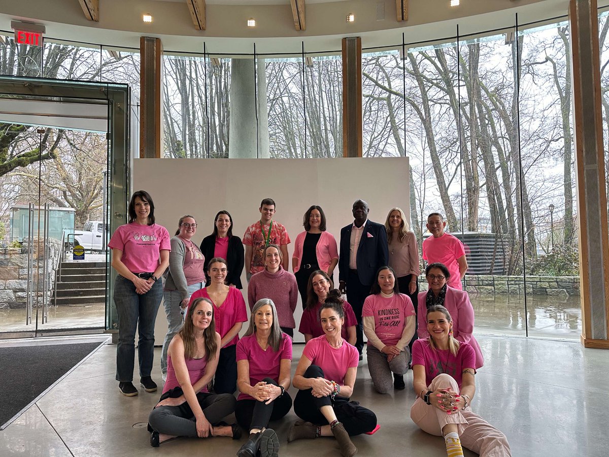 NVSD44's tweet photo. On @pinkshirtday, join us as we continue to focus on the power of kindness and providing for our community safe, welcoming, inclusive learning environments where all feel valued and respected. Pictured are school district staff at the Education Services Centre. #LiftEachOtherUp https://t.co/iK6S9hinRm