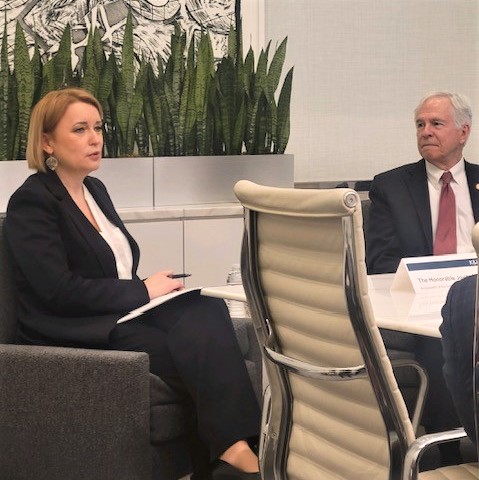 EUAmbUS's tweet photo. The EU is establishing itself as a leader in digital policy. Thank you Bart Gordon &amp; @KLGates for inviting me to speak during your event series on regulating #AI. I shared what’s next for the #EUAIAct and opportunities for transatlantic cooperation on artificial intelligence. https://t.co/VvxH6rvXV2