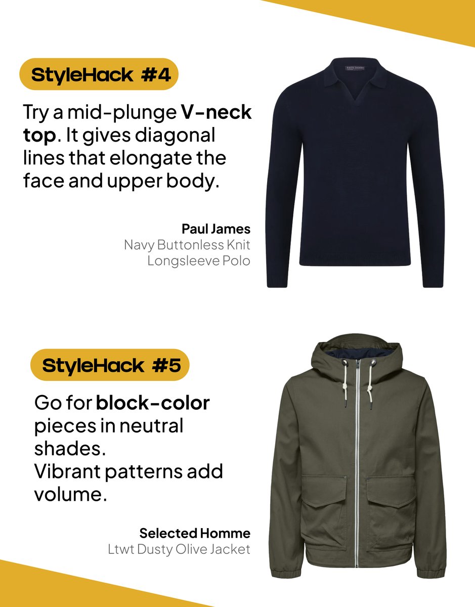 TaelorStyle's tweet image. #StyleHacks to look Slimmer:
#1: Wear all black!
#2: Opt for stripes and vertical details. 
#3: Never tuck in your sweater. It adds unwanted volume.
#4: Try a mid-plunge V-neck top. 
# 5: Go for block-color pieces in neutral shades. 
Follow us at @taelor.style