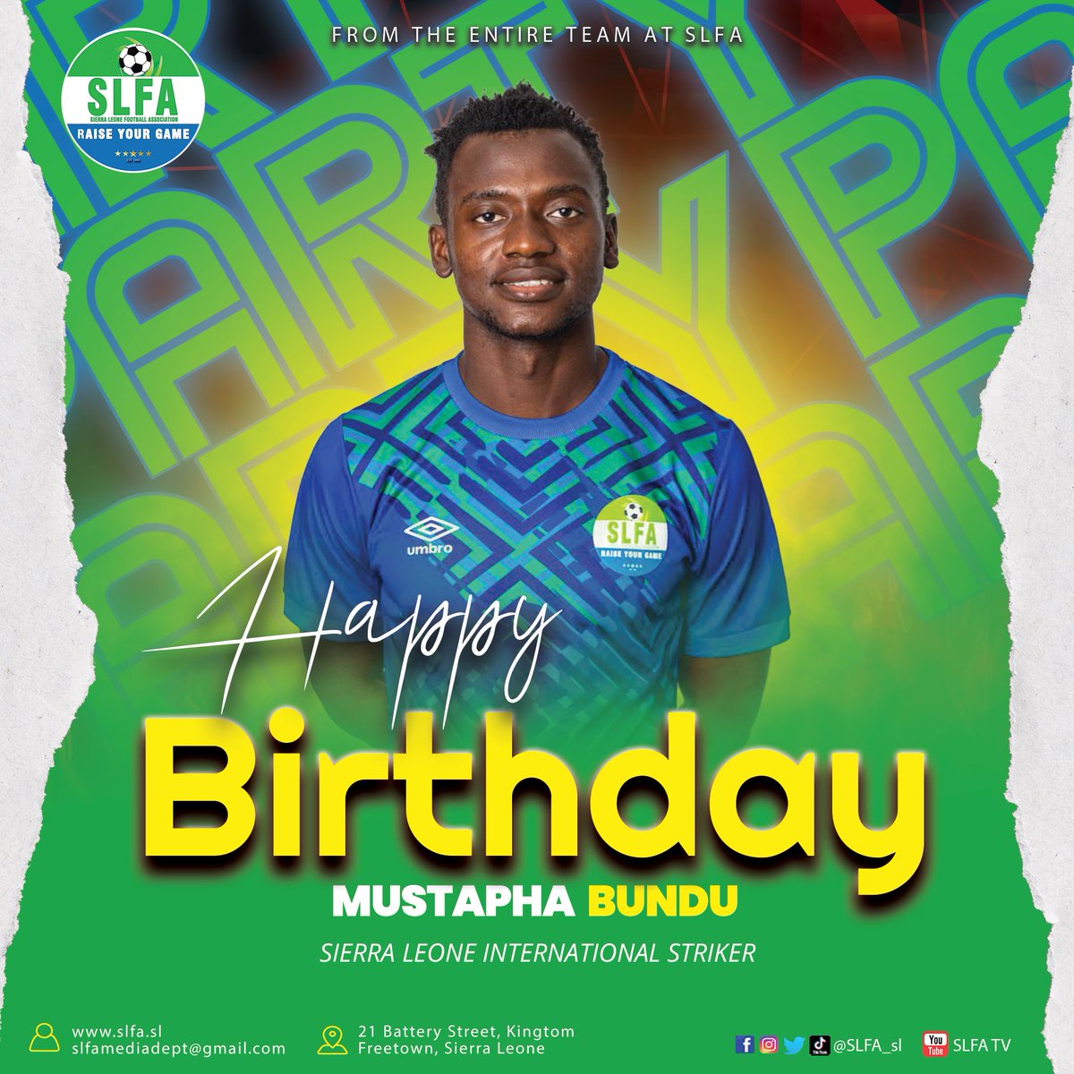 Happy birthday to a remarkable national team player Mustapha Bundu! May your special day be filled with joy, success, and memorable moments both on and off the field. Here's to another year of incredible achievements and representing your country with pride!