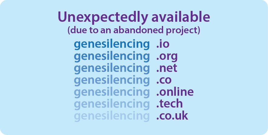 itsOrbixer's tweet photo. 7 x @genesilencing domains, unexpectedly available due to an abandoned project. Priced reasonably to be put to use elsewhere. #SilenceTherapeutics #RNAiTherapeutics #genesilencing https://t.co/32LgRy6t5s