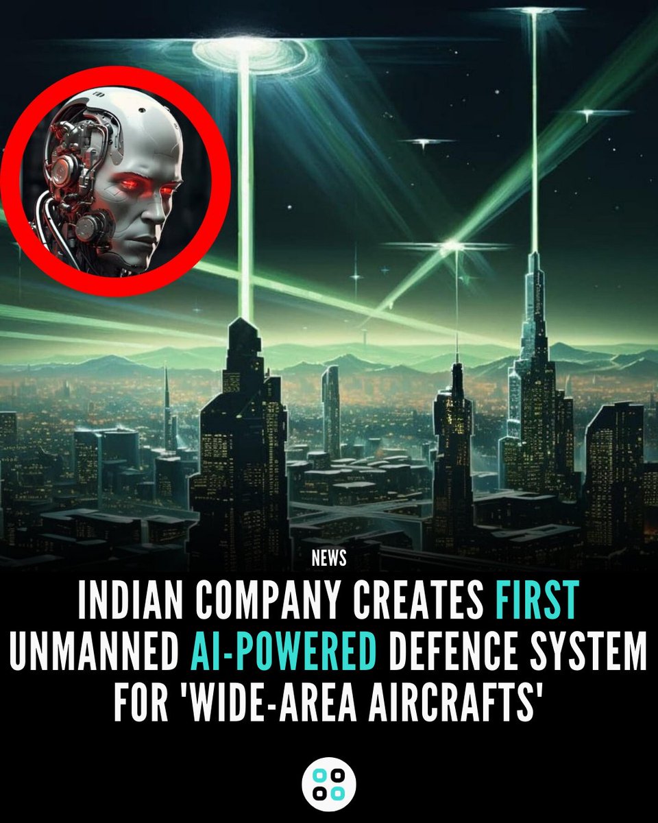 jegodigitalai's tweet photo. 😱 Indian company, Grene Robotics has developed an AI-powered anti-drone defense system, designed to protect entire cities from drone attacks.

Follow @aichatsy for more tech update 
#ai #artificialintelligence #ainews #aiart  #chatgpt4 #chatgpt #chatgpt3 #openai #aichatsy https://t.co/oB0u9Ky8yg