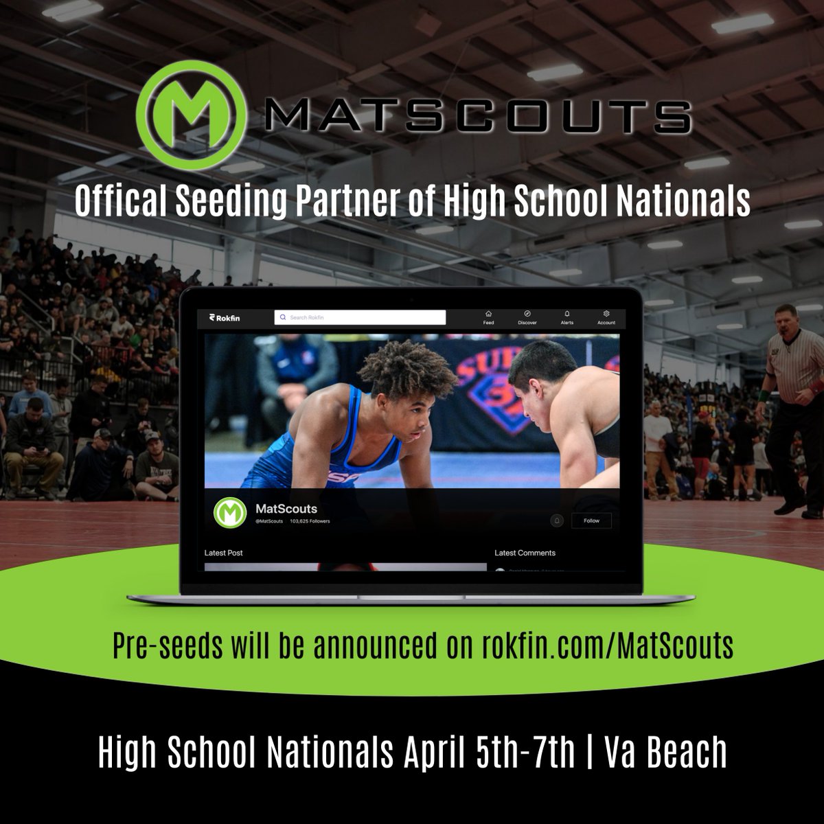 We are proud to partner with @MatScouts1 as our the offical seeding partner for NHSCA Events. Pre-seeds will be announced on rokfin.com/Matscouts prior to High School Nationals.