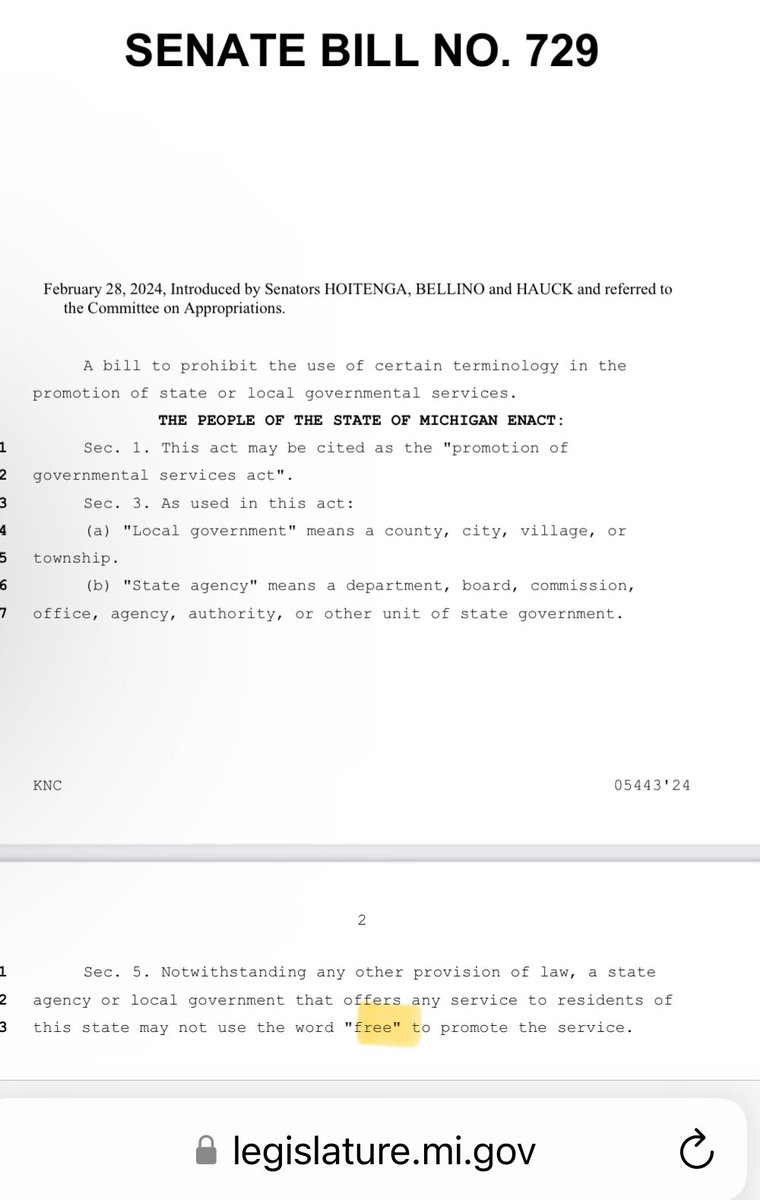 VanceGinn's tweet image. This is one of my favorite bills…ever! #nothingisfree #free @MackinacCenter @JamesHohman @lafaive 

Bill in #Michigan: legislature.mi.gov/(S(o3v1yipll2m… #milege #migov