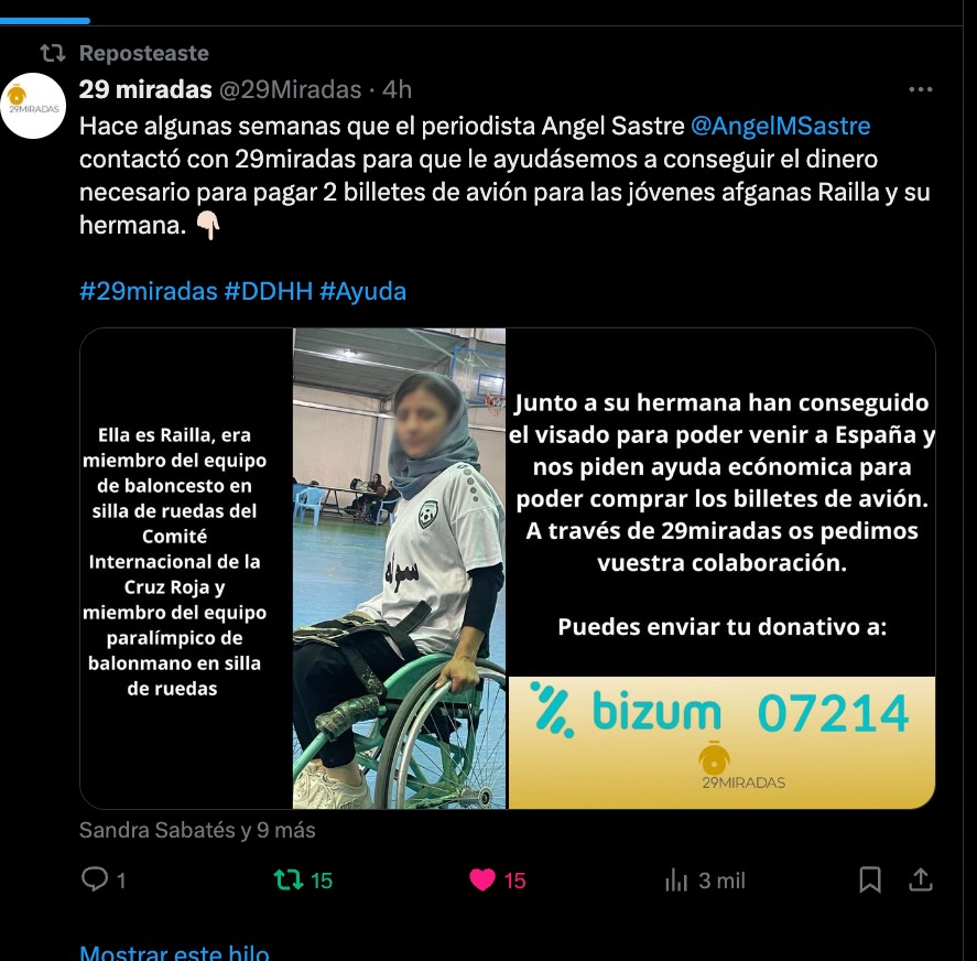 AngelMSastre's tweet photo. @29Miradas  necesitamos ayuda para estas dos mujeres afganas que viajan a España como refugiadas https://t.co/M29TbFsFhu