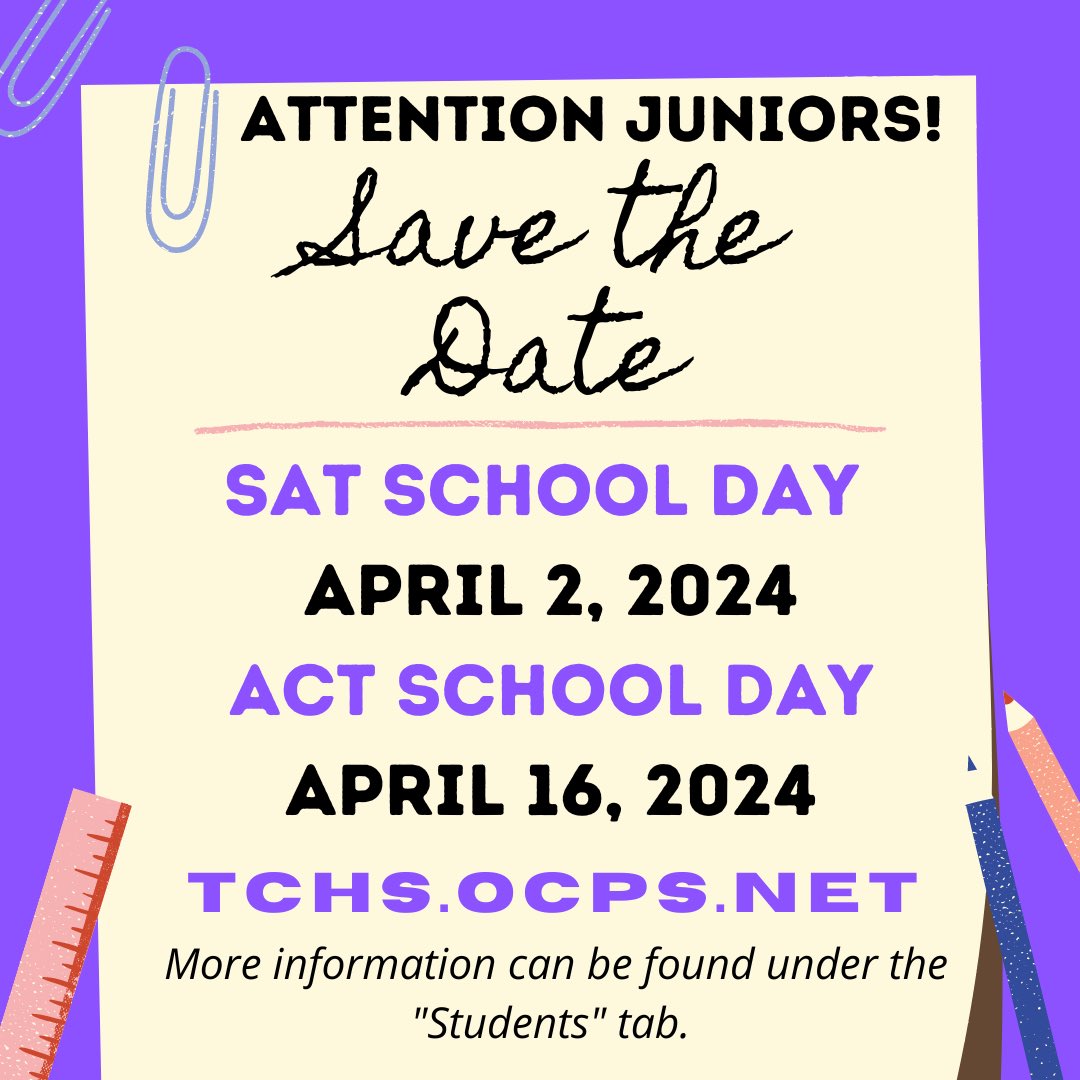 SAT and ACT test dates for Juniors coming in April